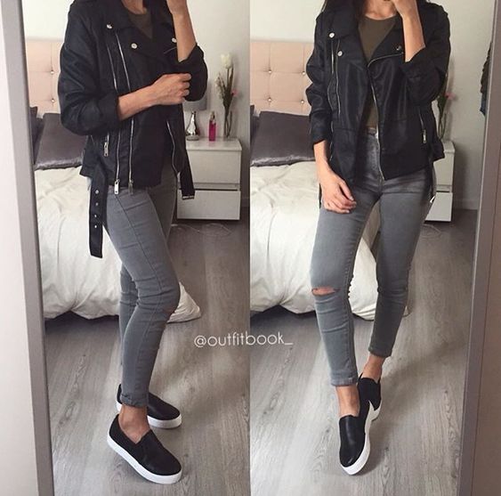 gray jeans outfits