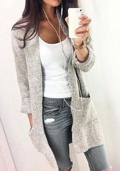 gray jeans outfit