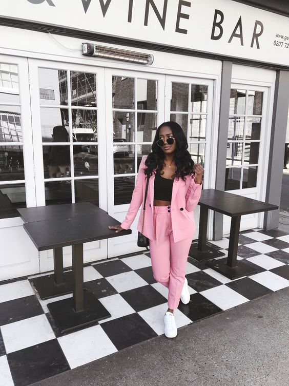 Pink Suit with Sneakers