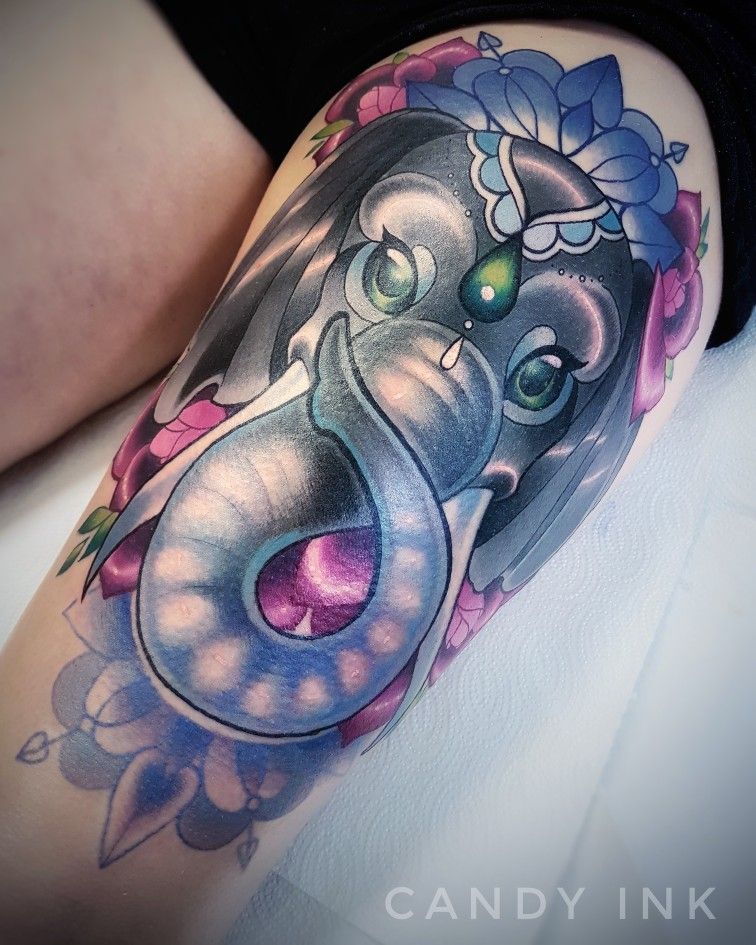 New School Elephant Tattoo