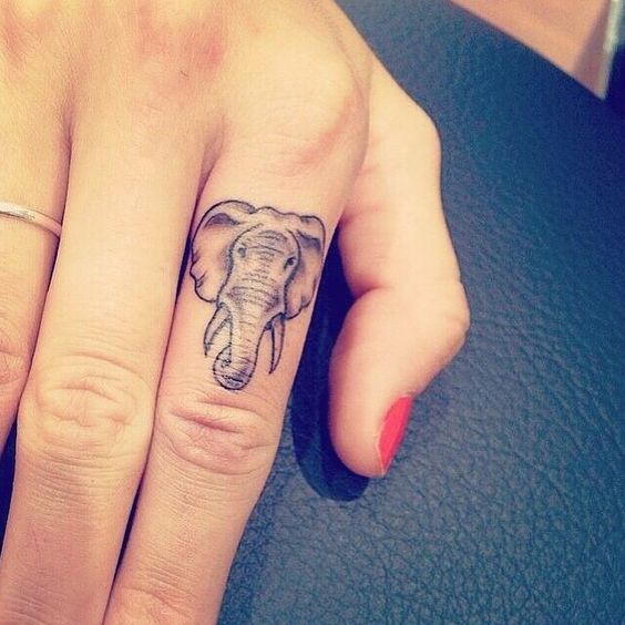 Adorable Finger Elephant Tattoo