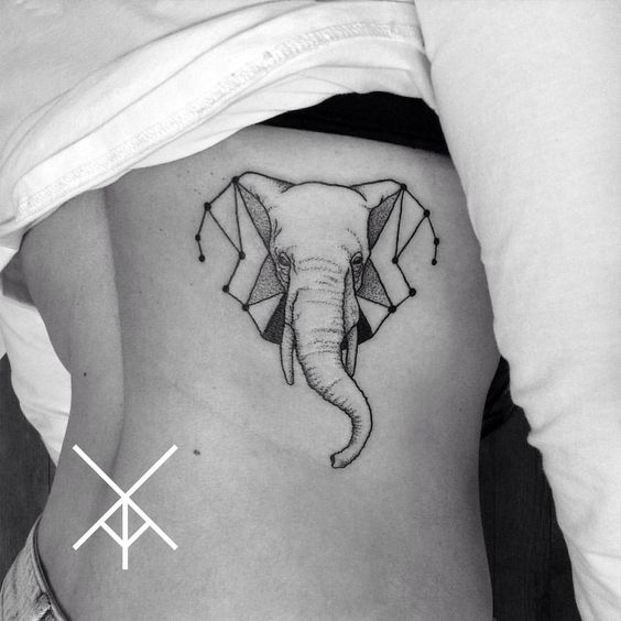 Elephant and Constellation Tattoo
