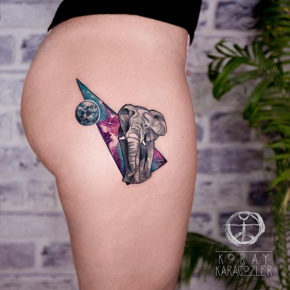 Galaxy and Elephant Tattoo