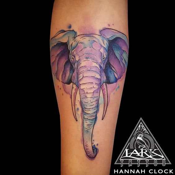 Pastel Watercolour Elephant Tattoo