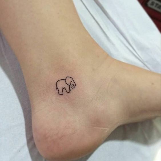 Tiny Ankle Elephant Tattoo