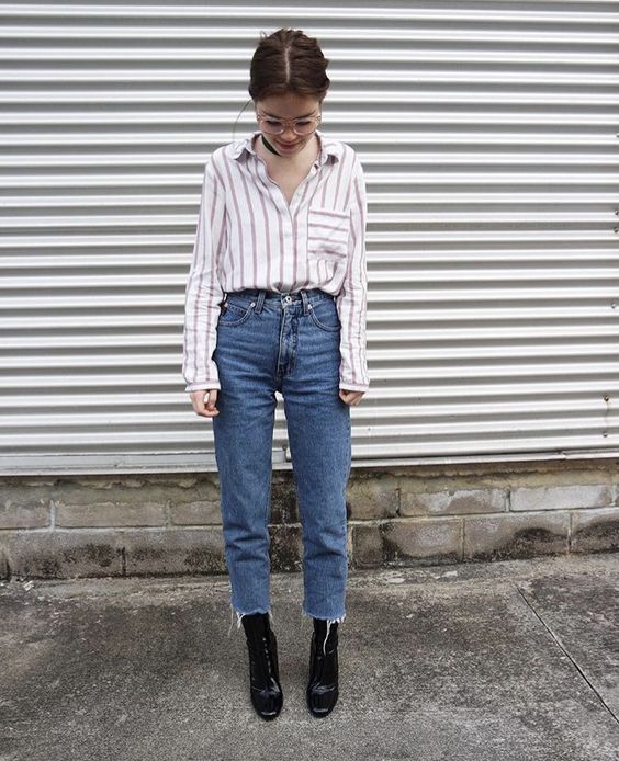 Striped Shirt and Vintage Jeans