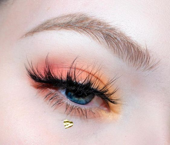 Neon Orange and Pink Eye Makeup