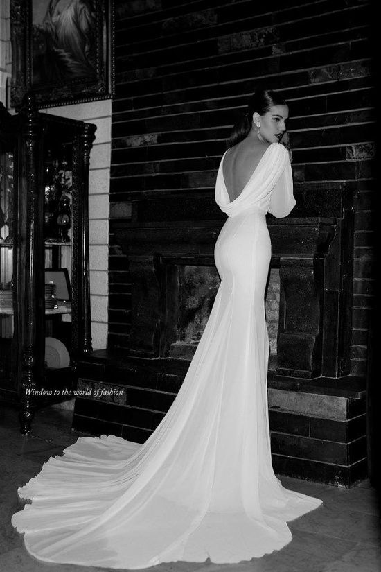 draped back gown