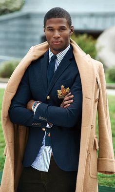 suit and camel coat