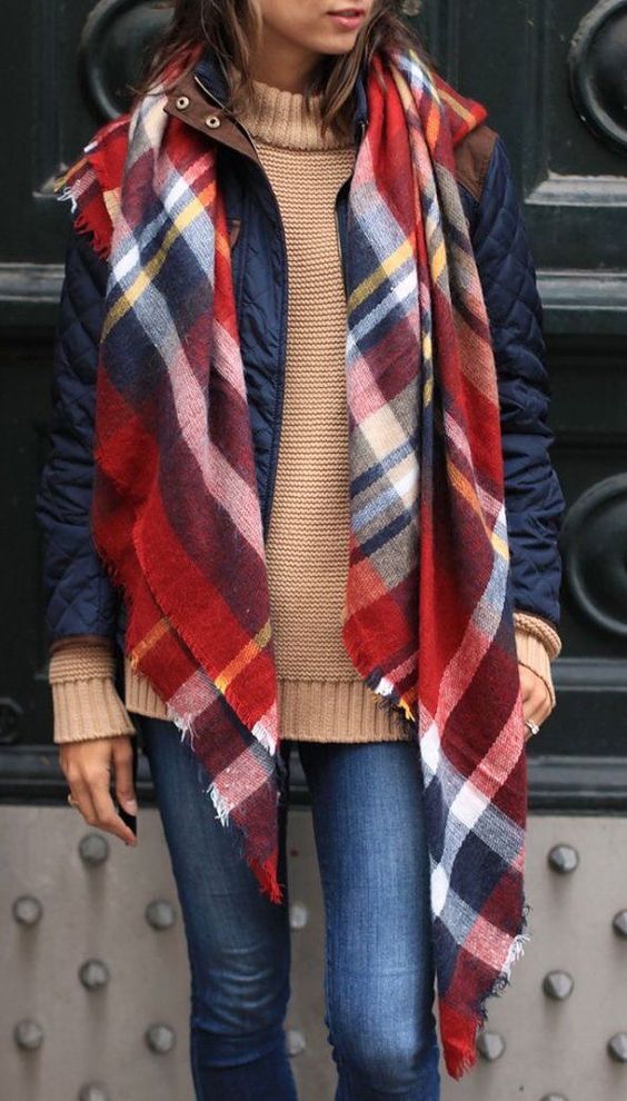 plaid scarf preppy