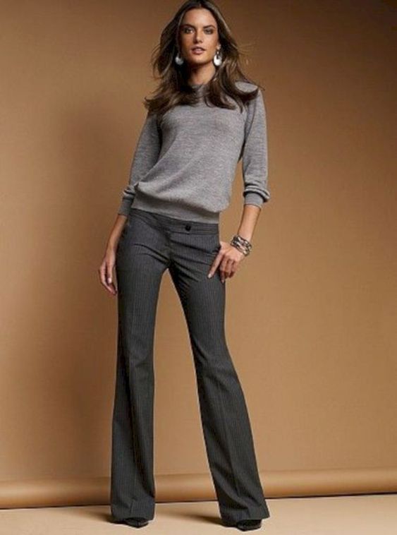 Work Wear Chic with Grey Sweater