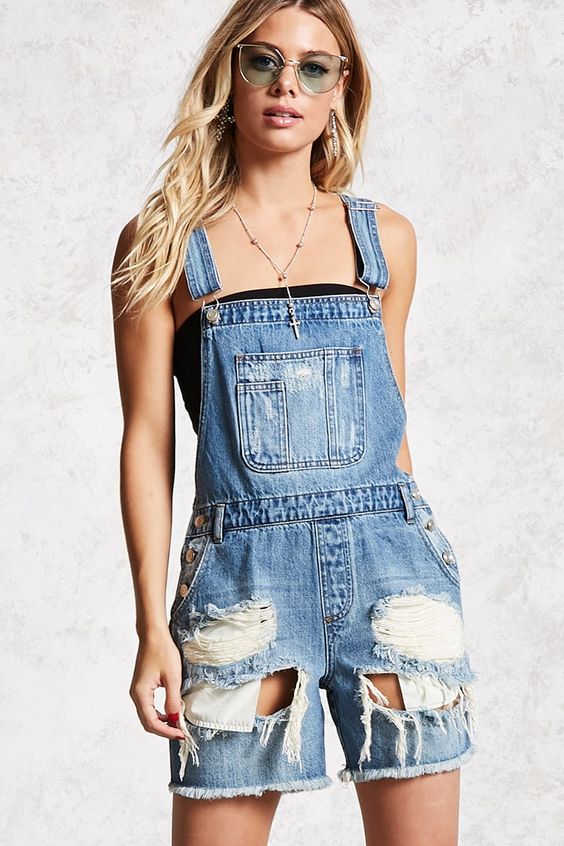 ripped overall denim