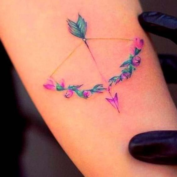 Floral Bow and Arrow Tattoos