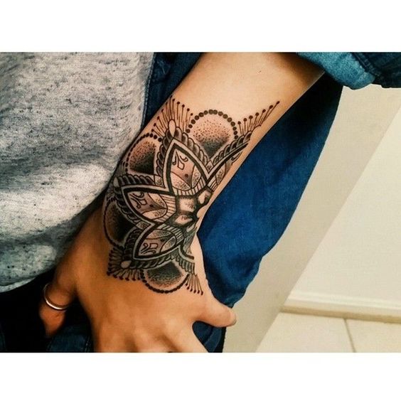 Dot Work Mandala Hand Tattoo