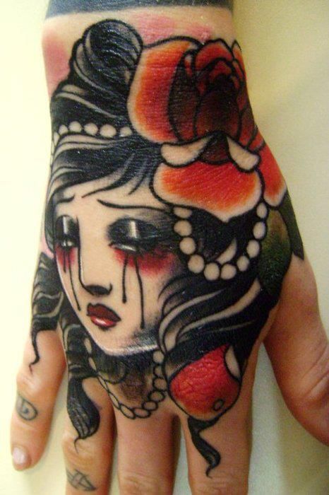 Traditional Crying Woman Tattoo