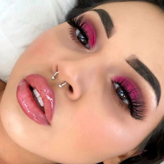 Hot Pink Lid and Bold Lashes