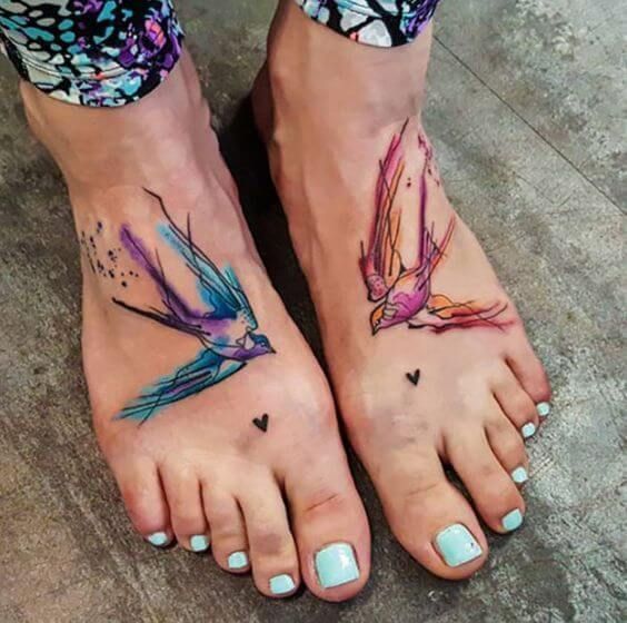 Feet Bird Tattoos