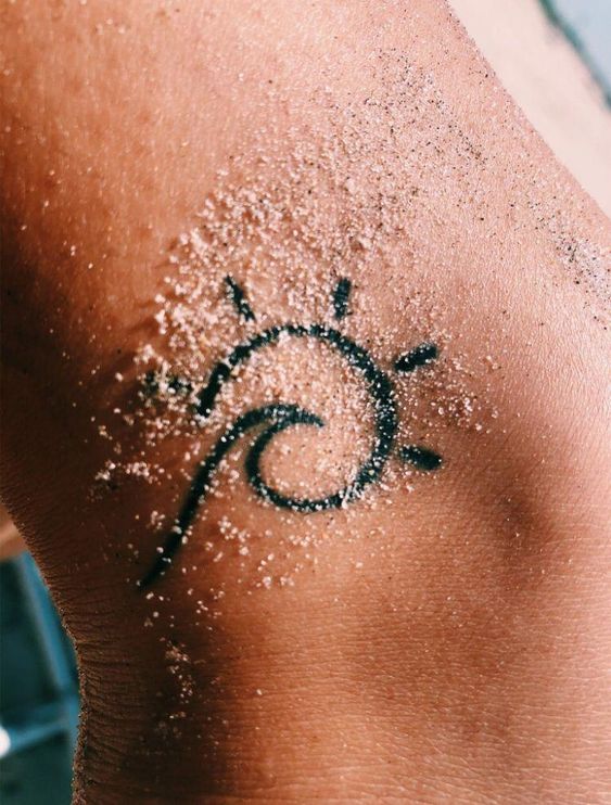 Wave Sun Beach Tattoos
