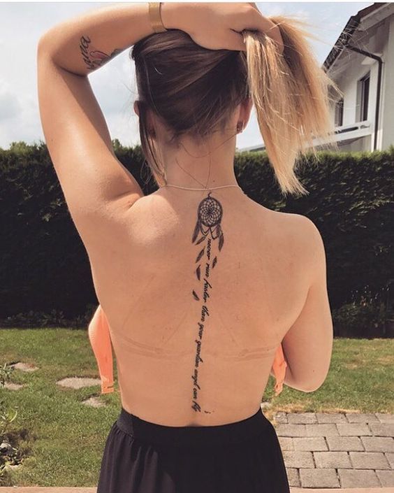 Back Of Neck Dreamcatcher Tattoo and Quote