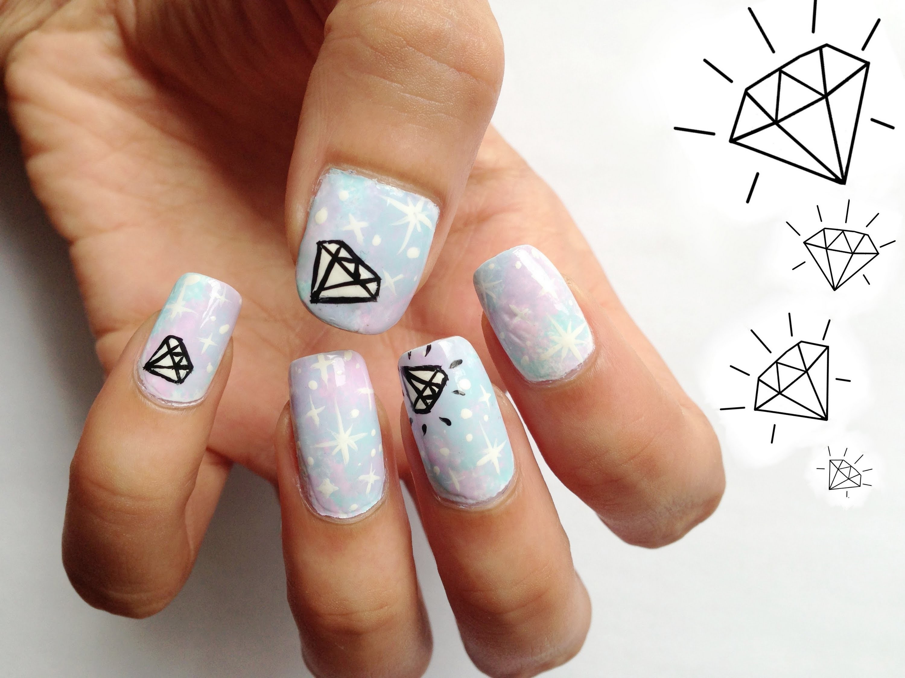 White girl nail designs with diamonds - wide 2