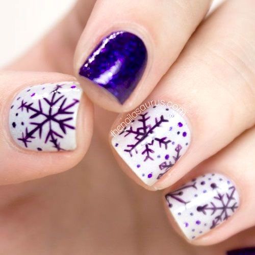 blue snowflake nails