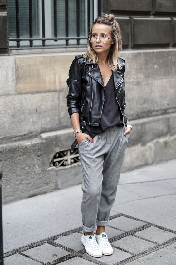 leather jacket outfit casual