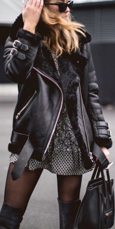 leather jacket outfit winter