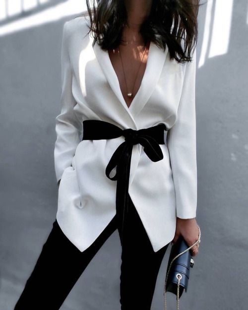 blazer outfit black and white