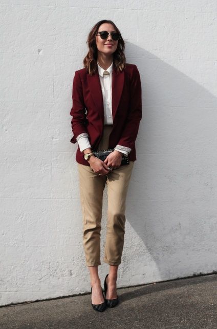pop of red blazer outfit