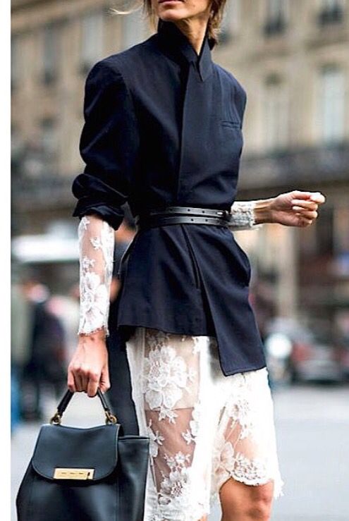 blazer outfit modern lace