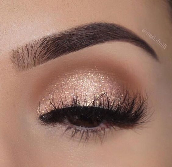 gold makeup brown eyes