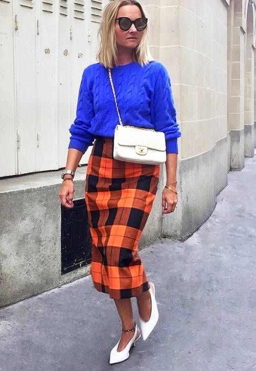 Colour Clash Pencil Skirt Outfit