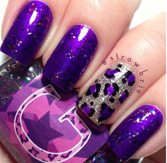 Purple Nail Designs – A Little Bit of Leopard Print