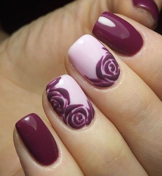 Purple Nail Designs – Rose Detail