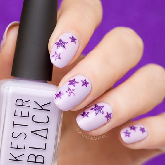 Purple Nail Designs – Simple Stars