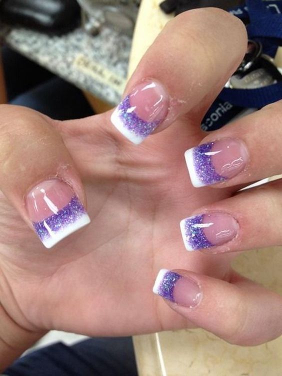 Purple Nails Designs – French Manicure with a Purple Twist
