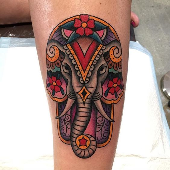 Mandala Inspired Elephant Tattoo