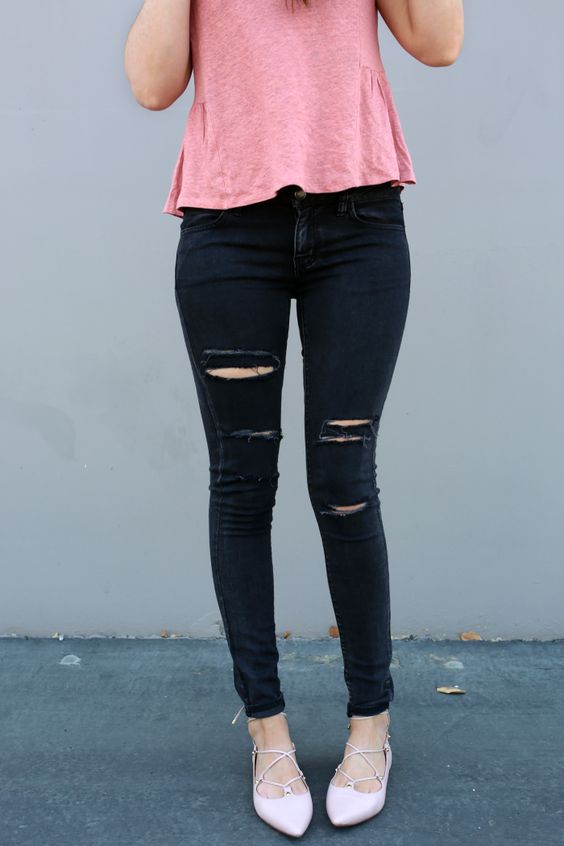 black jeans with rips