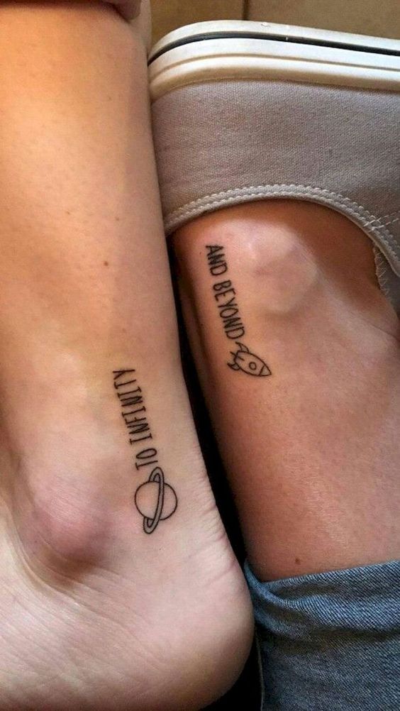 to the moon and back couple tattoo