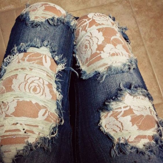 lace patch in jeans