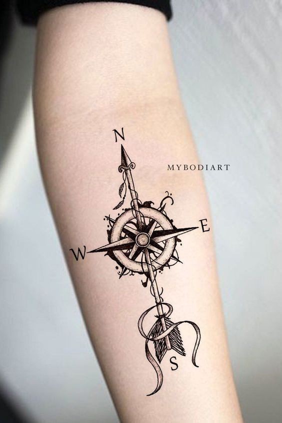 Compass with arrow Tattoo at... - Sachin tattoos art gallery | Facebook