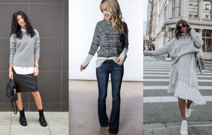Best Grey Sweater Outfits