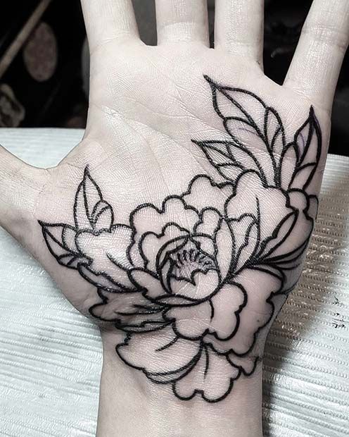 Hand Tattoos for Women -Lotus on the Palm