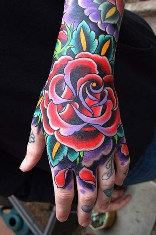Hand Tattoos for Women – Neo Traditional Rose