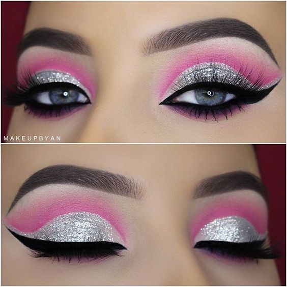Pink Eye Make Up Looks – Silver and Pink Eyes