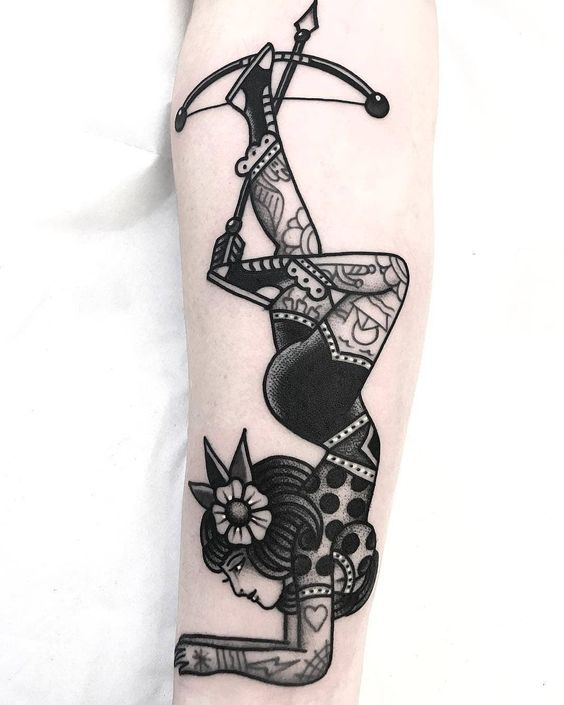 Woman And Arrow Tattoos