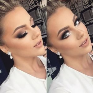 smokey eyes matte nude lips