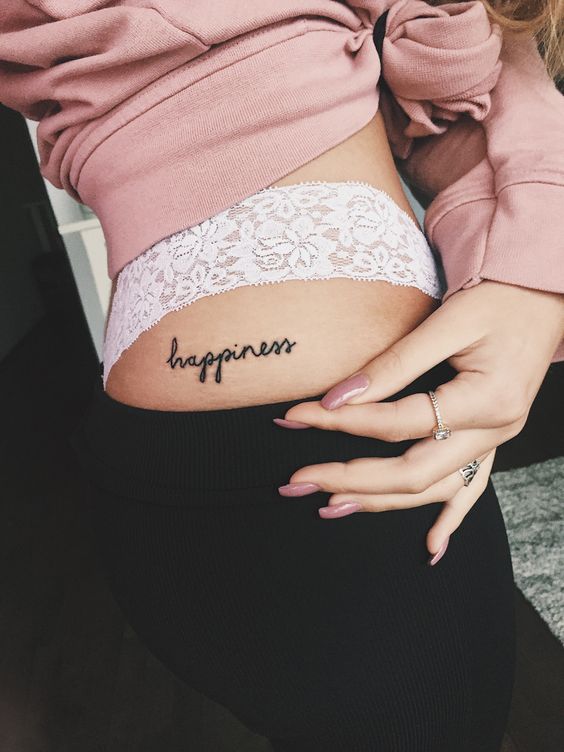 happiness quote hip tattoo | girlterestmag
