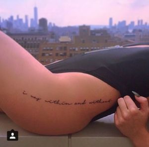 long quote hip tattoo
