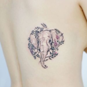 Flower-Small-Elephant-Tattoo-Design